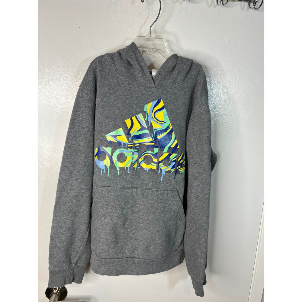 Adidas Youth Graphic Hoodie Sweatshirt Grey ~ Size Youth L (14-16)